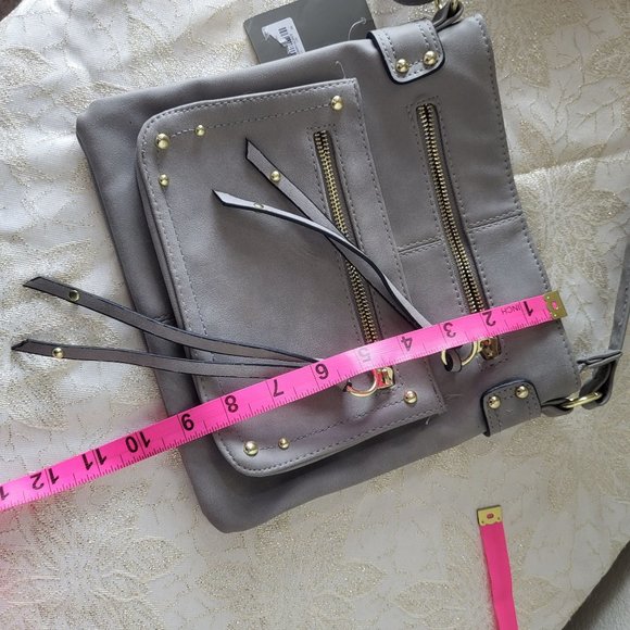 Chateau Crossbody Zipper Purse Handbag, Gray, 9"x9" *NWT* - Picture 9 of 10